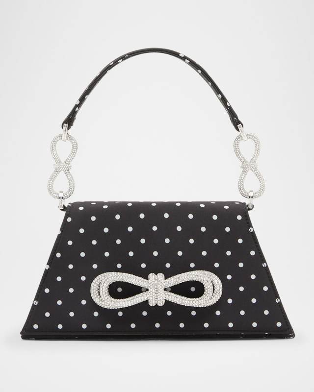 Samantha Bow Polka Dot Satin Top-Handle Bag